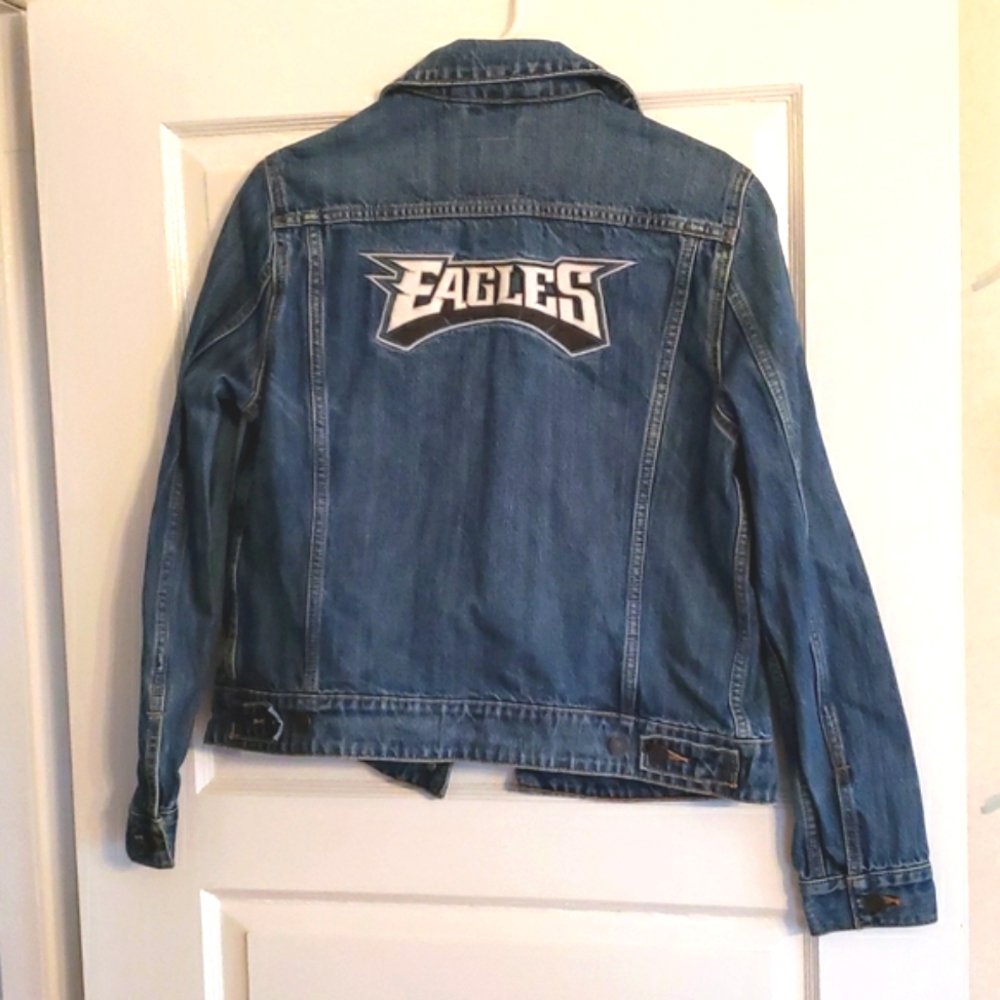 Host Pick 🏈 Rare Levi's NFL Philadelphia Eagles Denim Jean Jacket Boys Large